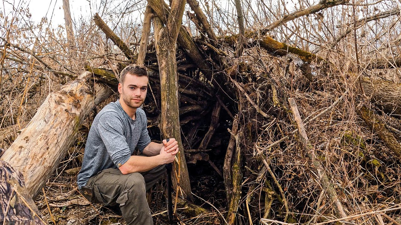Time to Rebuild my Bushcraft Shelter after the Storm - YouTube