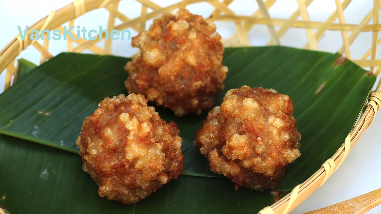 Vietnamese sweet rice flake meatballs (Chả cốm) YouTube