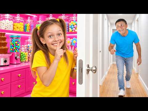 Maya, Mary and Mia Explore a Magical Candy Room