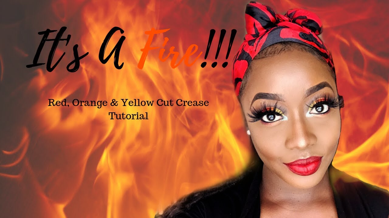 🔥Red, Orange & Yellow Cut Crease🔥