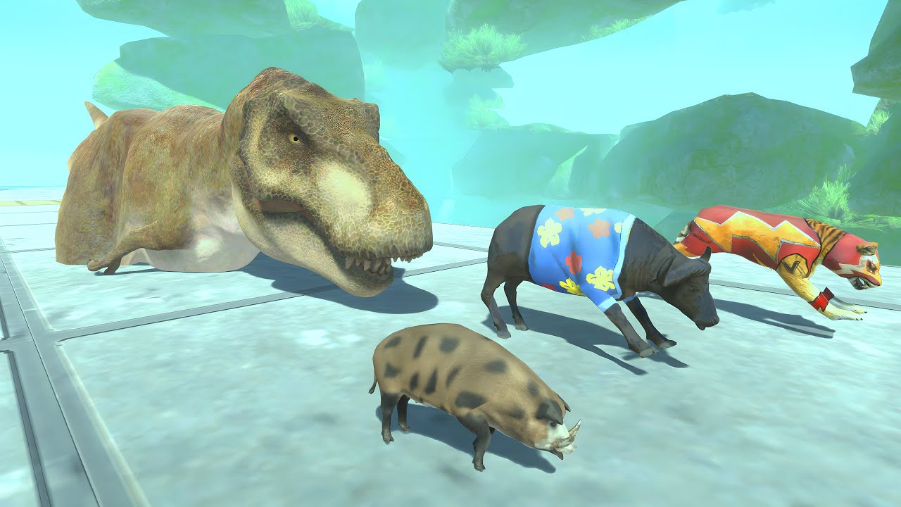 If T-Rex Could Swim – Who Escapes the Deep-Sea Race - Animal Revolt Battle Simulator