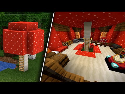 How to Make A Small Mushroom House Using Immersive Portals! - Minecraft Modded Tutorial