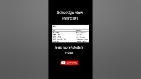 Solidedge shortcuts view #seenu