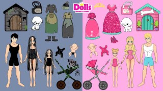 PAPER DOLLS FAMILY DRESS UP & HOUSE TRANSFORMATION DIY PAPER CRAFT