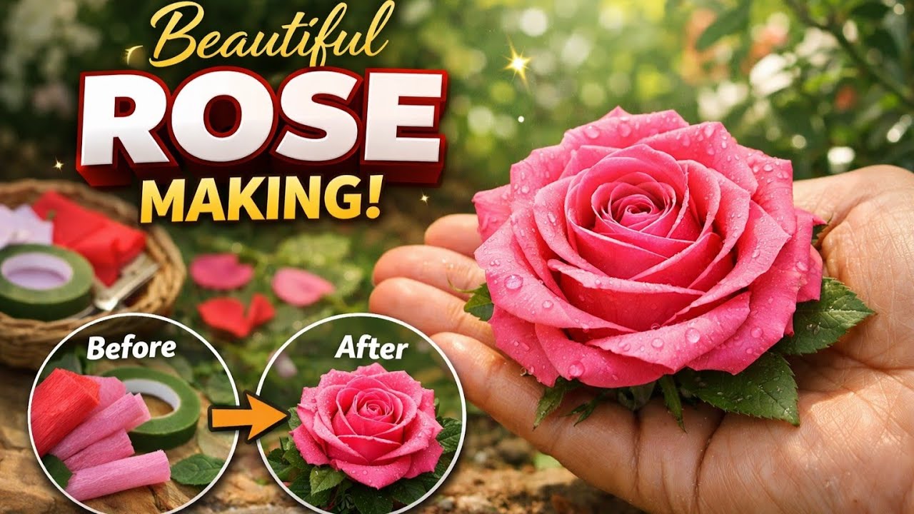  How to make Beautiful Rose Flower Craft | Easy DIY Rose Flower |Making at Home.