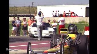 1991, Drag racing action - Bracket class, S/G, Bikes, Beetles, Top Fuel FC, Race City, Calgary, Ab