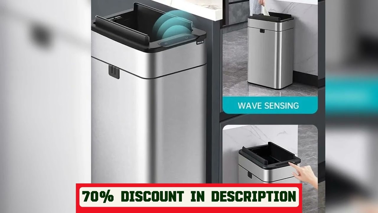 A must-have product! Smart Trash Can 20 Liters 15L Wastebasket Stainless Steel Automatic Sensor Tr