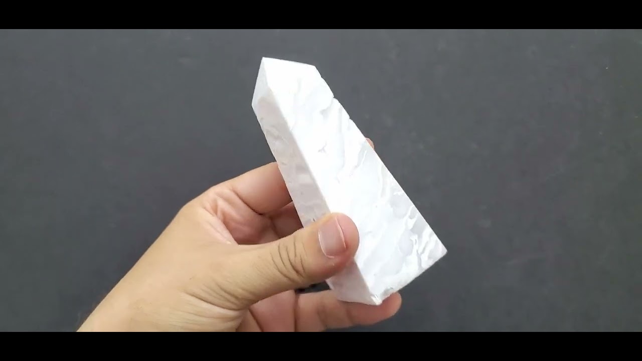 Self Standing Polished White Plum Agate Crystal Wand Obelisk Tower