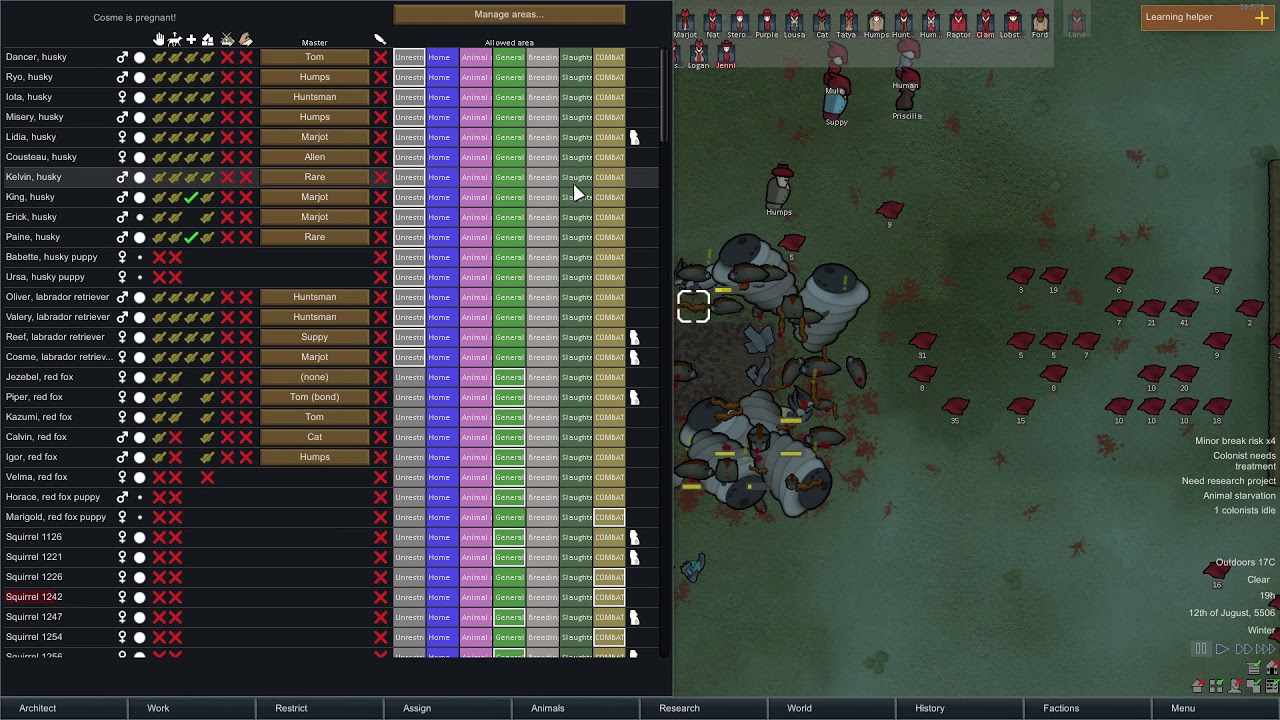 RIMWORLD - Ship Crash / Mechanoid defense. With Animals.
