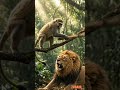 Monkey vs Lion Fight 😱 Jungle King Gets Shocked by Tiny Warrior! 🐒🦁#ai #junglefight #monkeyvslion