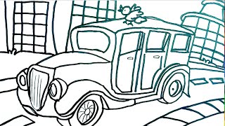 How to Draw a Car Drawing Vintage Car Color and Draw Beautiful Drawing Concept Car Little Baby Boo