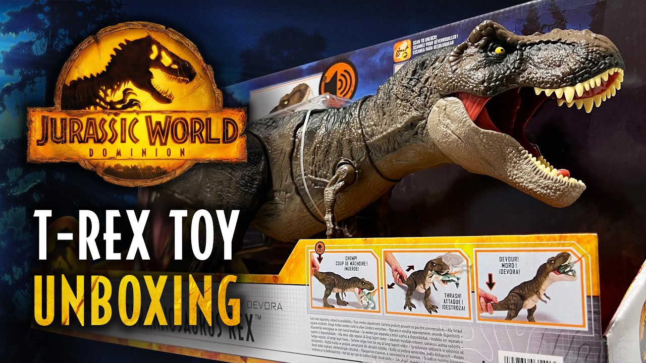UNBOXING Jurassic World Dominion Thrash N' Devour Tyrannosaurus Rex Toy /  collectjurassic.com 