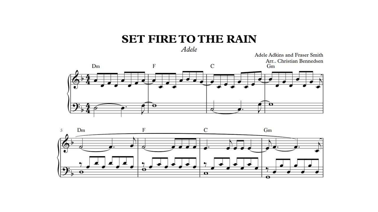Set Fire To The Rain Piano YouTube