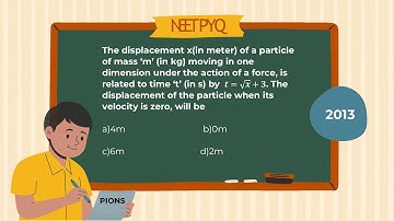 The displacement x(in meter) of a particle of mass ‘m’ (in kg) moving in one dimension under the act