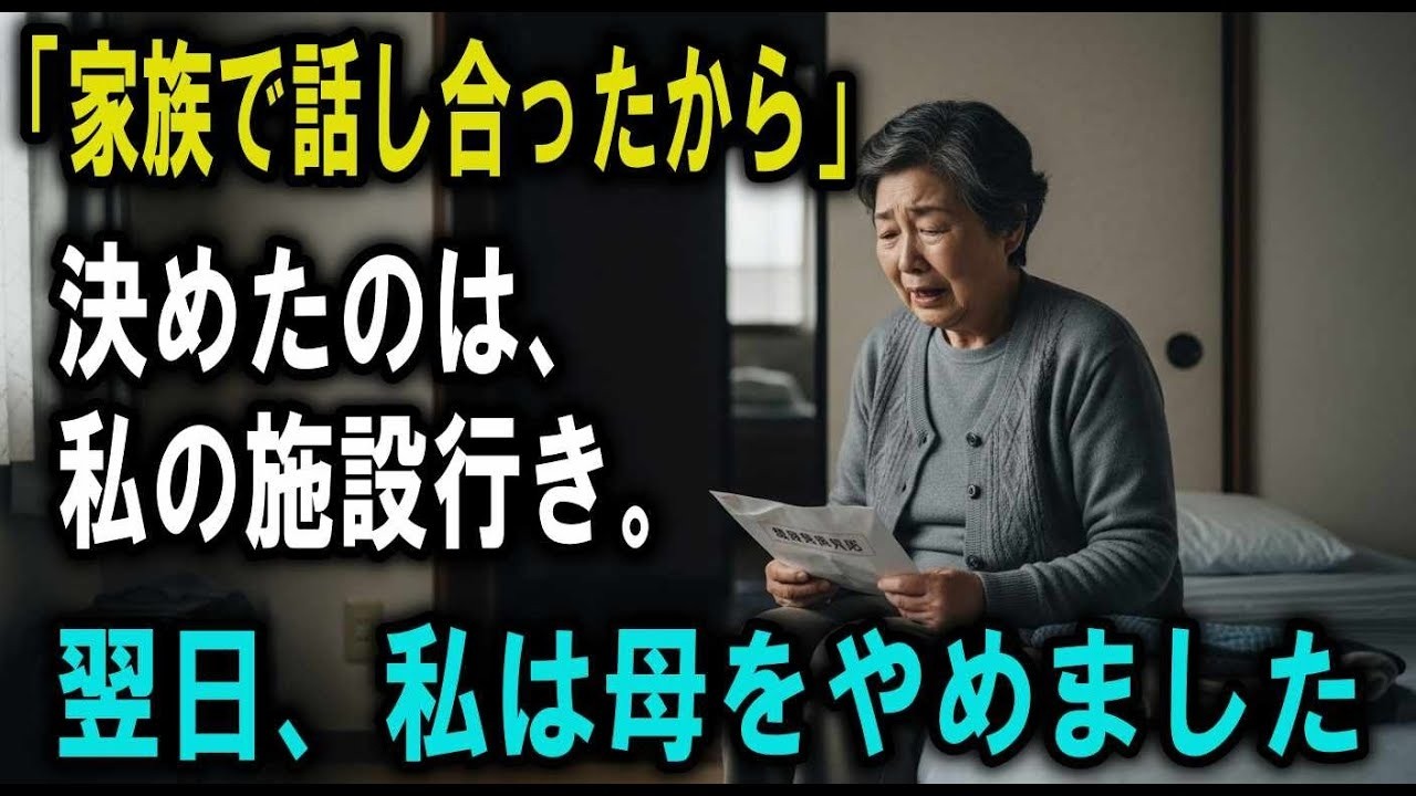 「家族で話し合ったから」──私の“施設行き”を勝手に決めた息子夫婦。翌日、私は母をやめました