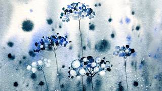 Relaxing Watercolor blue Flowers Tutorial | Minimal Floral Painting for Beginners