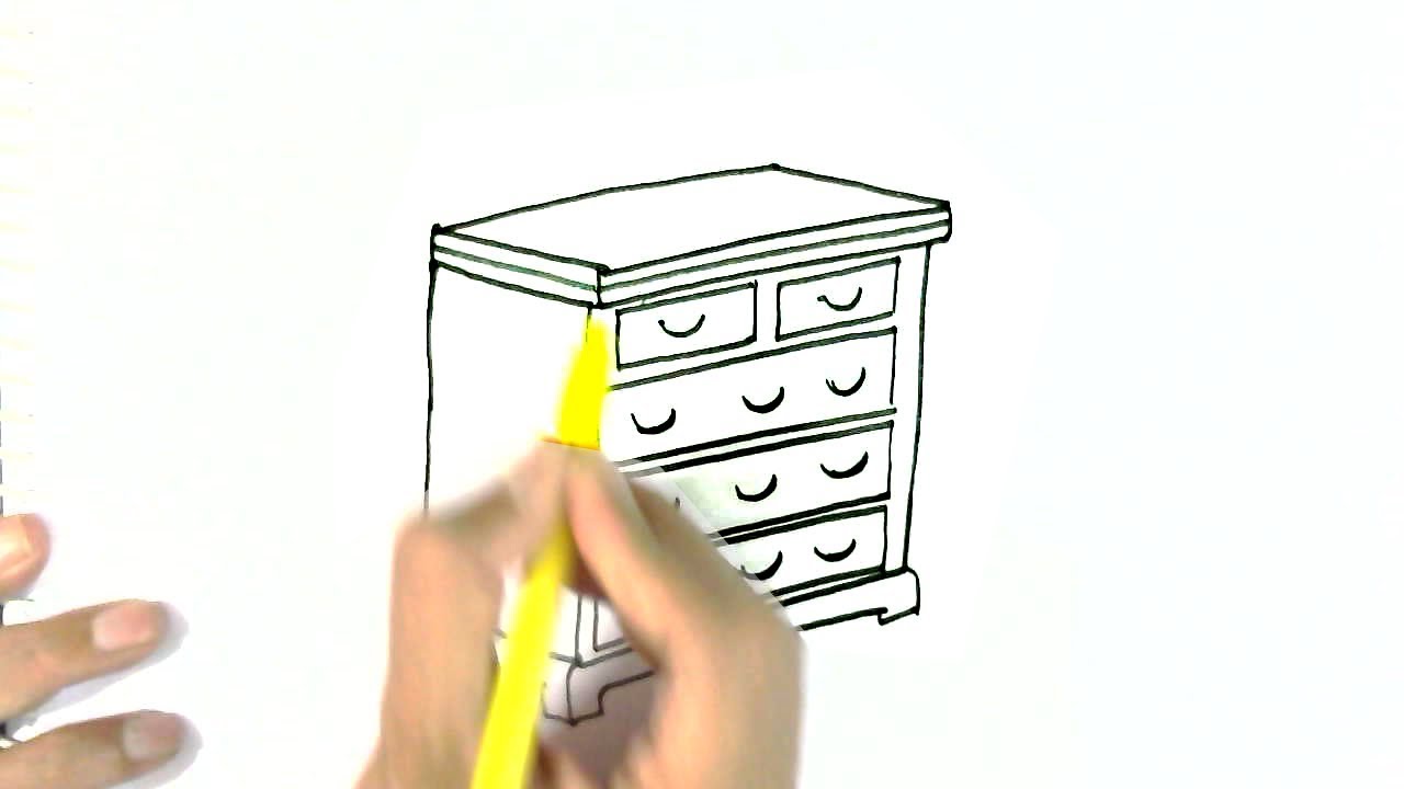 How To Draw A Chest Of Drawers Easy Steps For Children Kids