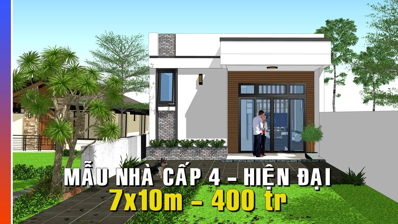 Mẫu thiết kế nhà cấp 4 mái bằng hiện đại - Nhà 400 triệu đẹp