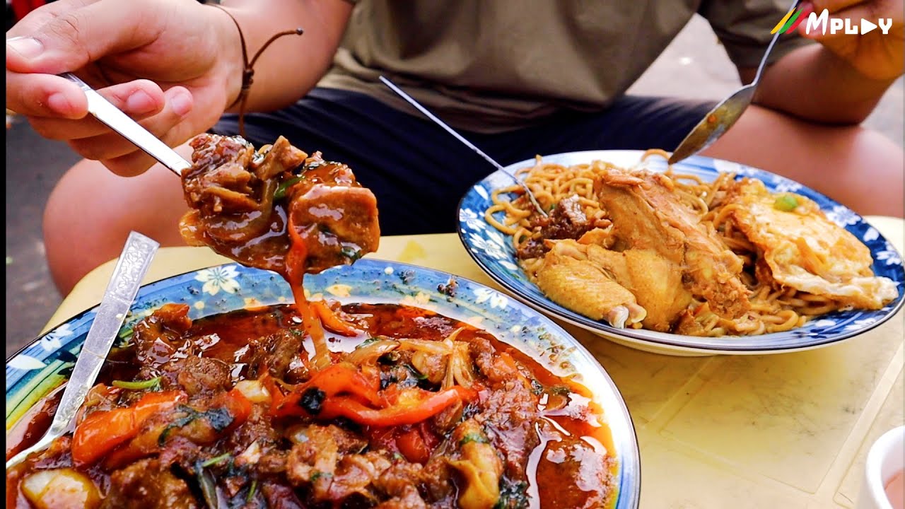 Indian Noodle ပန်းသေးခေါက်ဆွဲ ကြက်ခါးပတ် ဆိတ်ခါးပတ် 🍝🍗 Mutton Kebab curry 🧆 Myanmar Street Food