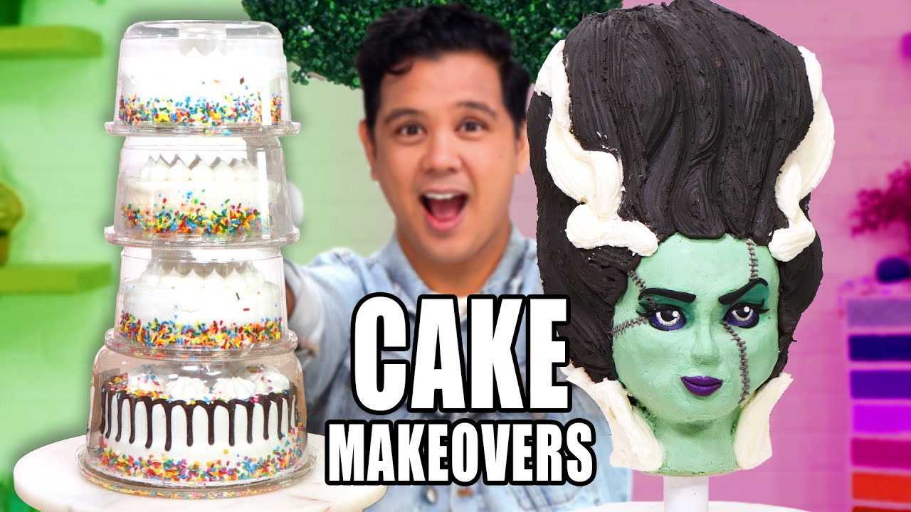 WALMART HALLOWEEN CAKE MAKEOVER! I made the Bride of Frankenstein