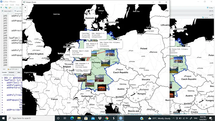 Maps with R: add images and lines to a leaflet map | Italy's path to 2006 World Cup in Germany || 03