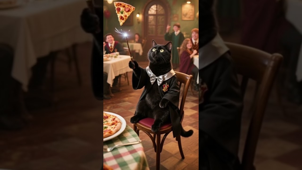 Magic Cat Summons Flying Pizza! 🍕