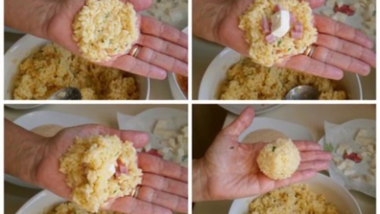 Arancini al forno prosciutto e mozzarella YouTube Arancini al forno prosciutto e mozzarella YouTube