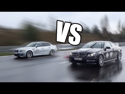 BMW M5 E60 V10 Vs Mercedes C63 AMG - RACE!