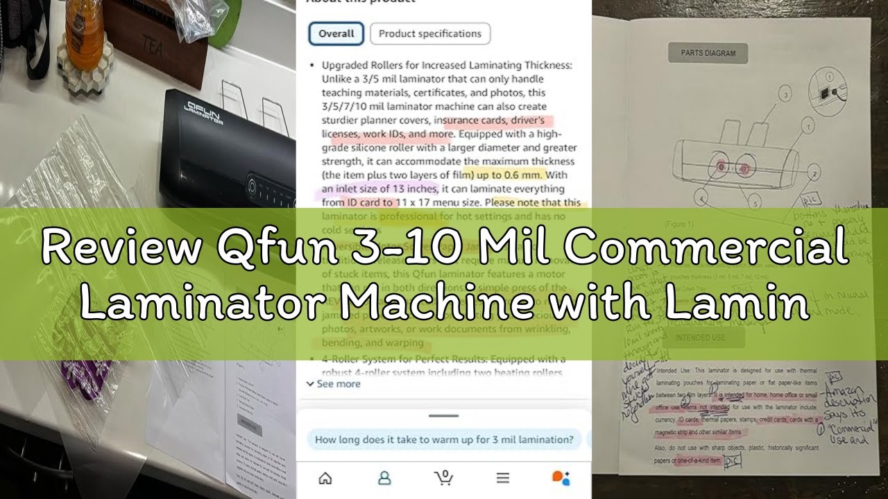 Review Qfun 3-10 Mil Commercial Laminator Machine with Laminating Sheets, 4-Roller Jam-Free Thermal