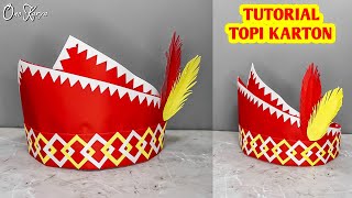 How to make a 17 August hat from cardboard. Red and white carnival hat, traditional creation.