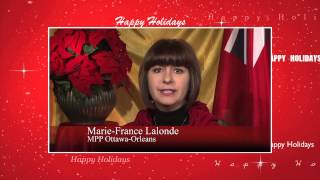 Marie-France Lalonde Holiday Message 2014