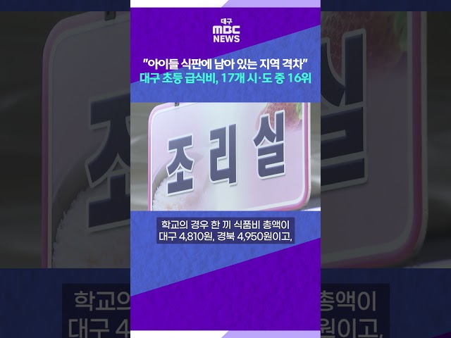[뉴스읽기] "아이들 식판에 남아 있는 지역 격차" 대구 초등 급식비, 17개 시·도 중 16위 #shorts (대구MBC)