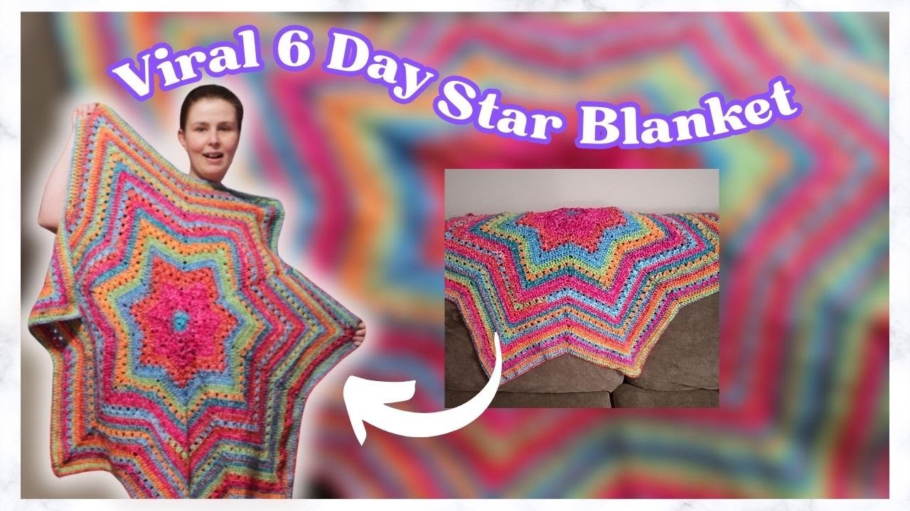 Crocheting the Viral 6 Day Star Blanket (Time tracking + Results) Crochet Vlog