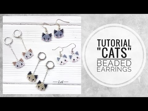 Мк - Серьги Кошки Из Бисера | Кирпичное Плетение | Tutorial - Beaded Earrings Cats