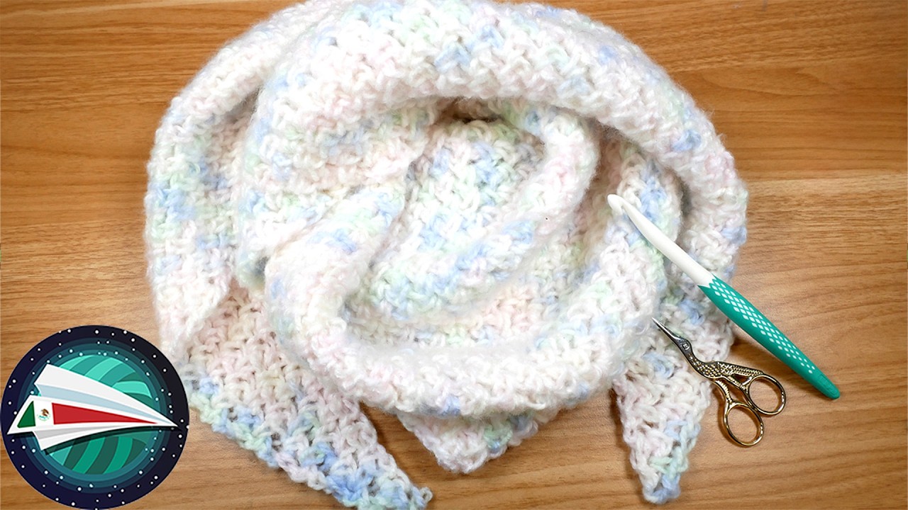 Ganchillo | Chal triangular rápido con puntos bajos y cadenetas | Instrucciones de ganchillo