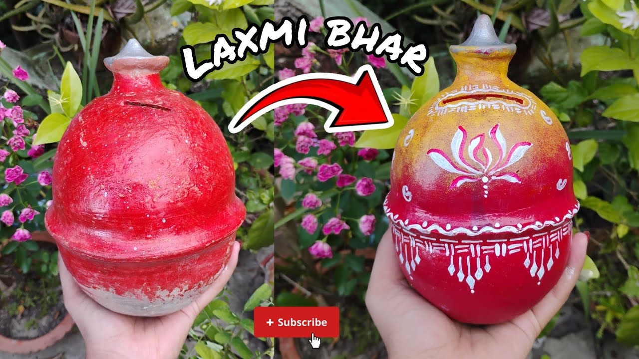 Laxmi Bhar / Pot Painting/Money Bank/gullak/Piggy Bank Painting Ideas by Art Fantasy