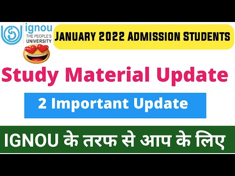 (Ignou January 2022 Admission) 2 Important Update IGNOU की तरफ से आप के लिए | Study Material 2022