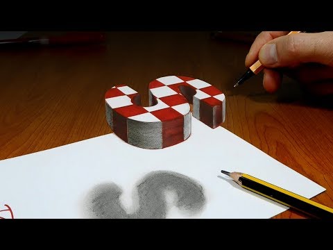 3D Trick Art on Paper, Floating chess, Letter S