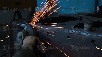 processing of metal grinder with sparks