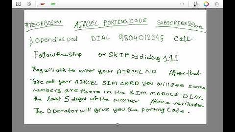 #Aircel Now get Aircel porting code in few minutes 《 TechBoson 》