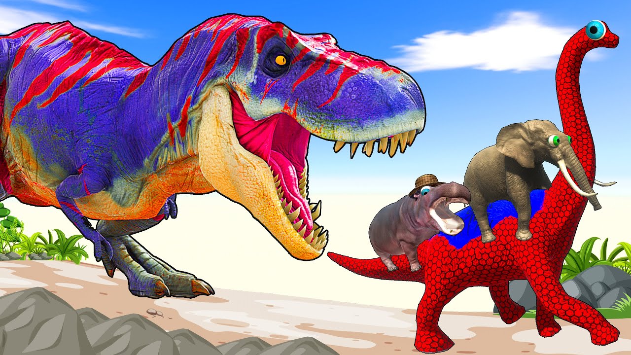 Long Slide Game with Cow Elephant Gorilla Hippopotamus Tiger 3d Animal Game Funny 3d Animals