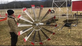 Amish made Windmill!!! Helping my buddy set it up and taking an 85’ ride in the lift! 😳😳😳