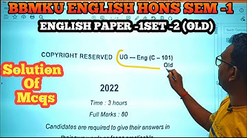 BBMKU ENGLISH HONS SEM 1 PAPER-1 SET -2 (OLD).#bbmku_latest_news #panditsir