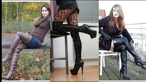 Attractive collection of leather and latex long thigh high heel boots for women and girls 2025