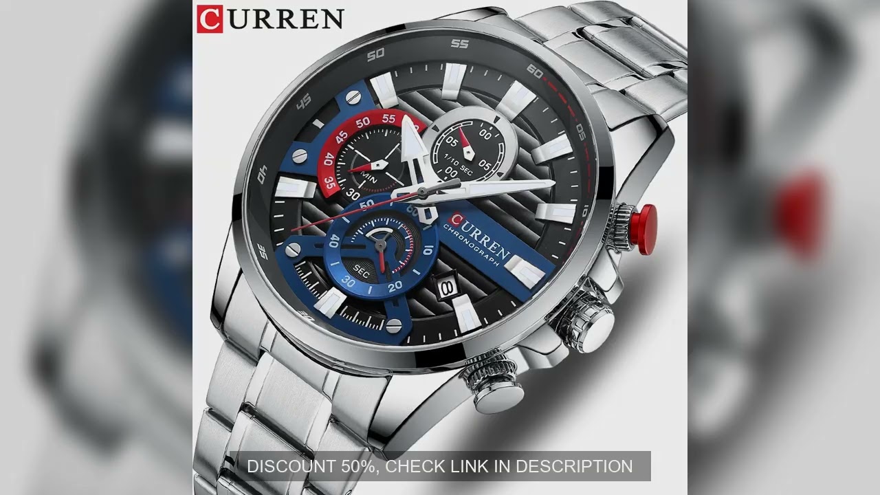 CURREN Sports Casual Quartz Wristwatches with Chronograph Fashion Stainless Steel Men's Watch Auto D