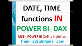 date, time functions in power bi | dax date, time functions