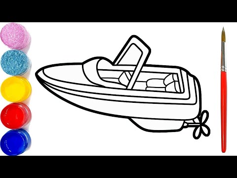 Vẽ tranh thuyền cano siêu tốc và tô màu kim tuyến 💖 How to draw a Speed Boat step by step 💖