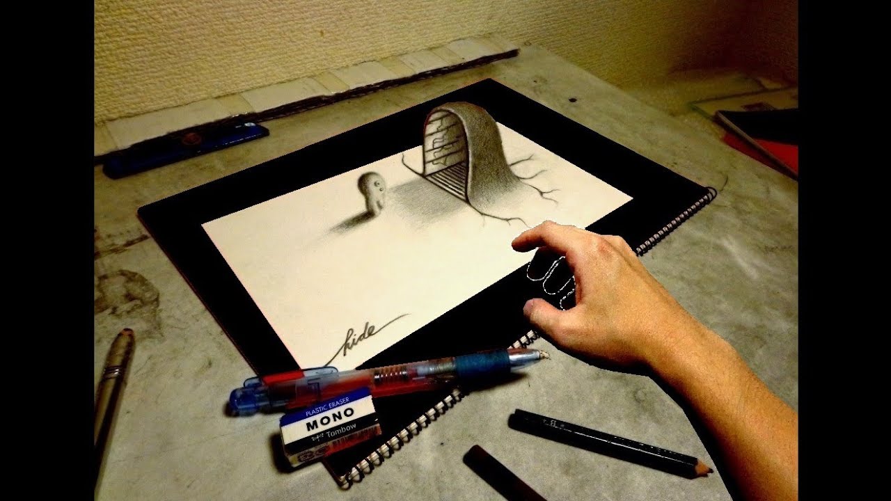 イラストが浮き出る 鉛筆で描く3dトリックアート Youtube