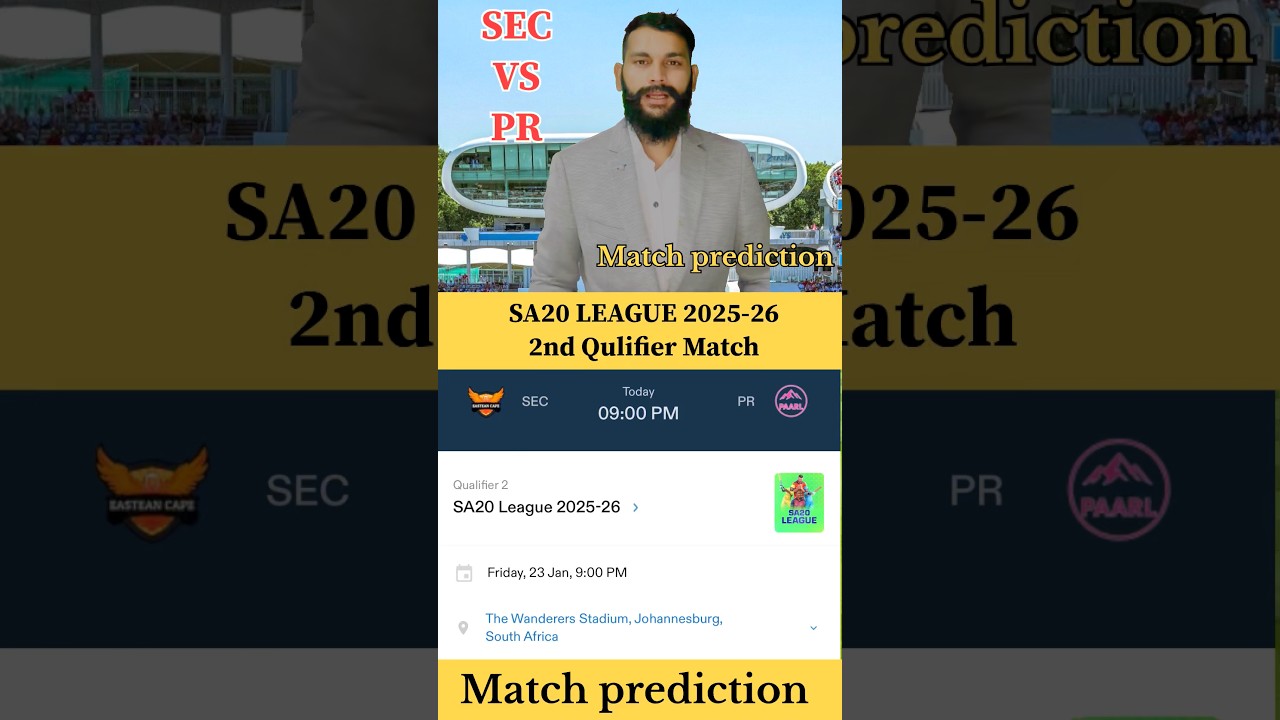 Who will win SA20 Qualifier 2? | SEC vs PR Match Prediction 🔥 
