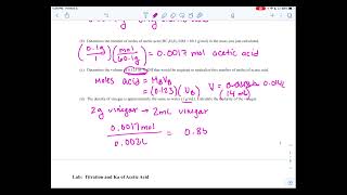 PreLab Titration and Ka of Acetic Acid